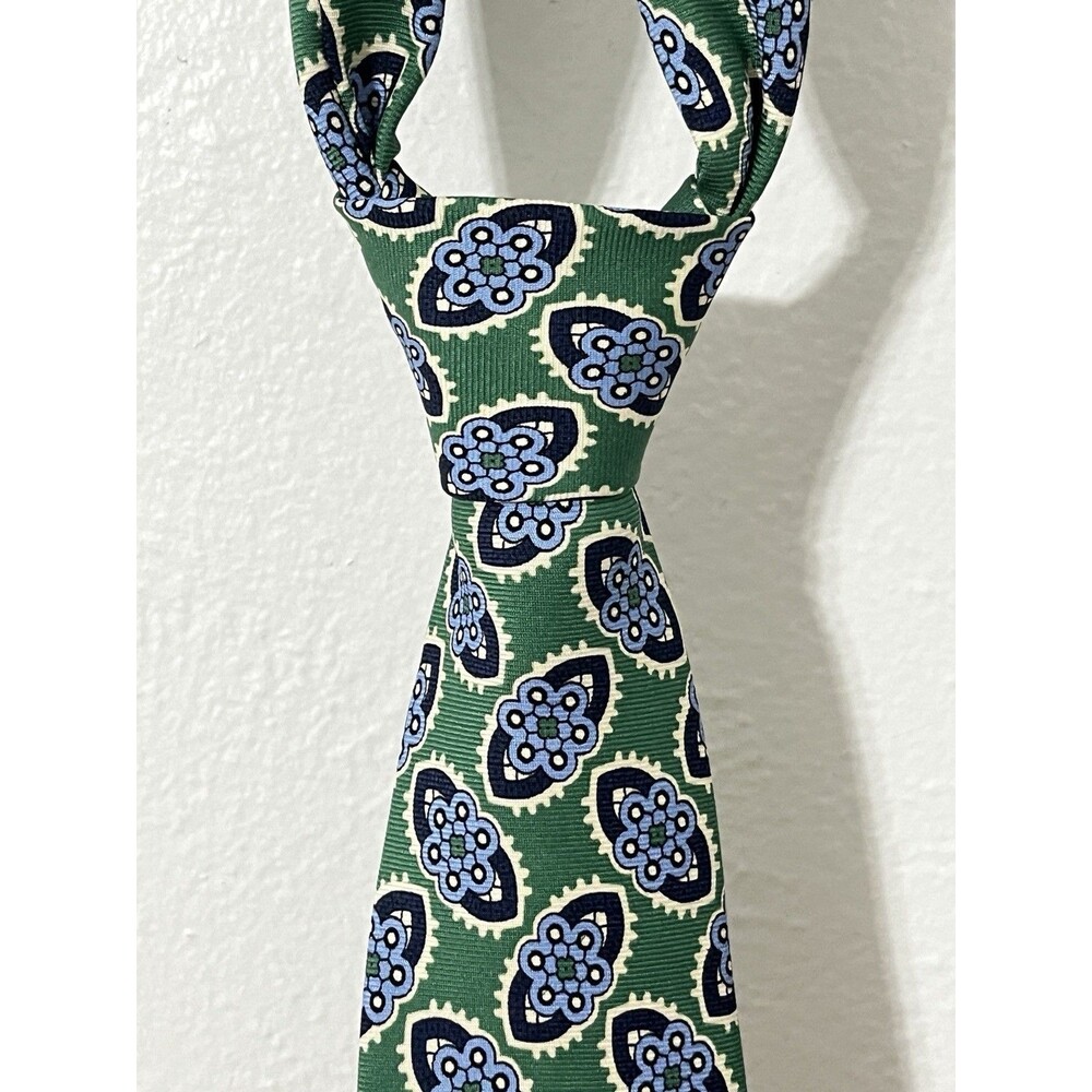 Charles Tyrwhitt Green and Blue Patterned Tie - Picture 9 of 9